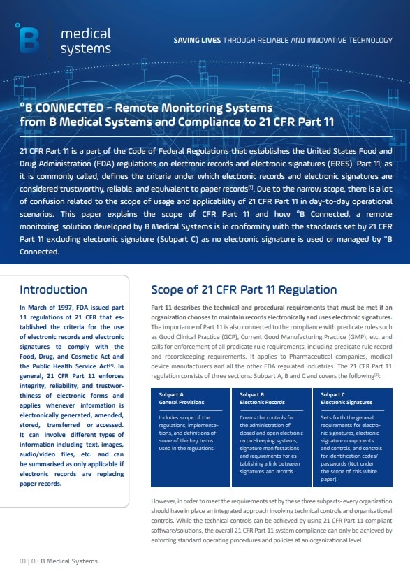 FDA 21 CFR Part 11: Applicability To Monitoring Systems - B Medical ...