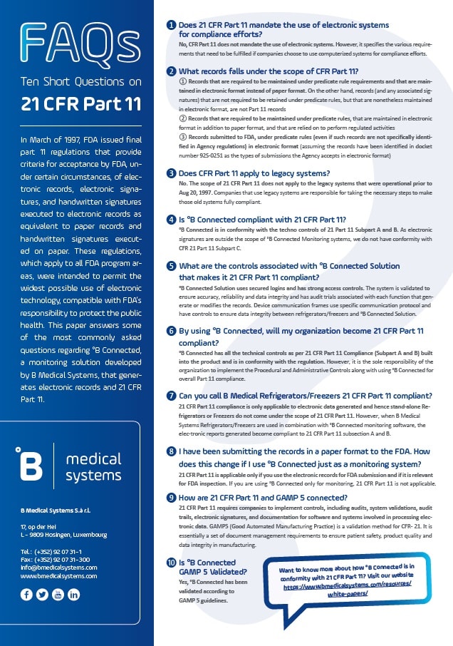 FDA 21 CFR Part 11: FAQs - B Medical Systems (IN)